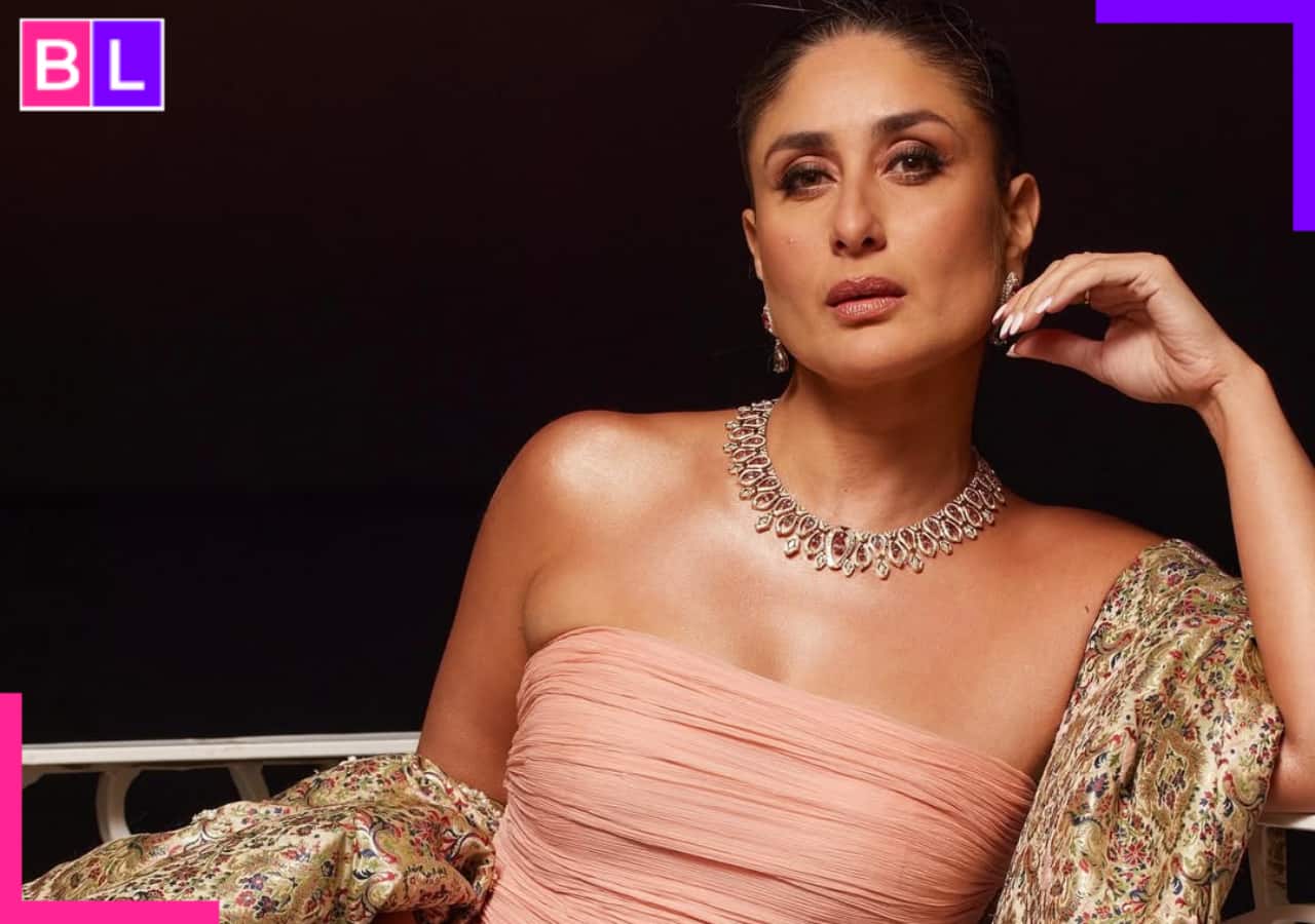 kareena pink dress Mahima Mahajan Kareena Kapoor in One Side Organza Printed Drape Anarkali L