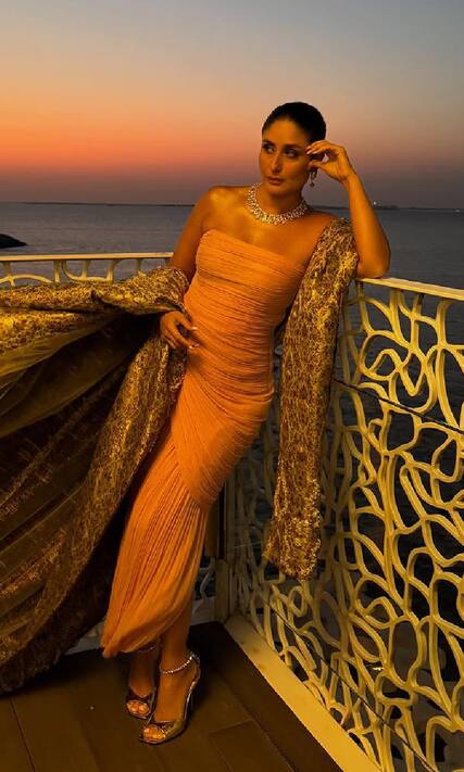 kareena kapoor in orange dress How To Recreate Kareena Kapoors Orange Satin Dress Look