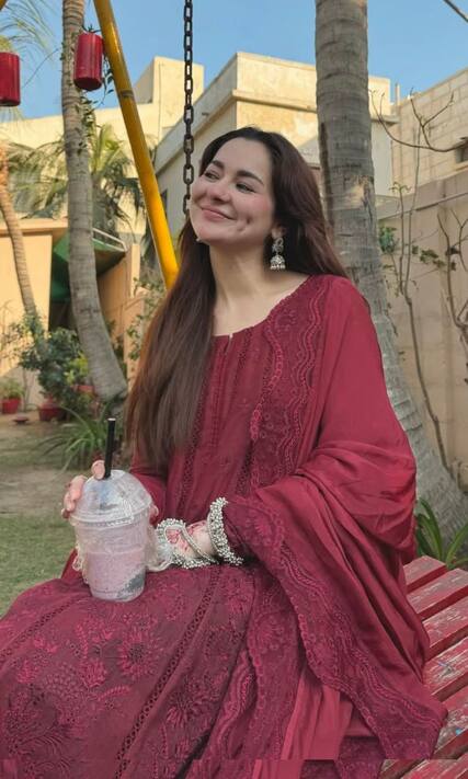 open lace back dress Qalamkar x Hania Aamir Red Luxury Lawn Suit | FK-07 BELLA