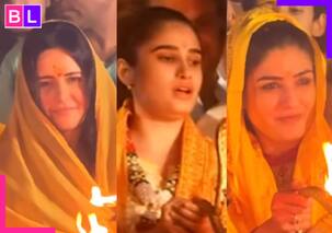 Katrina Kaif, Raveena Tandon and Rasha Thadani take a holy dip, attend Ganga aarti at Mahakumbh 2025