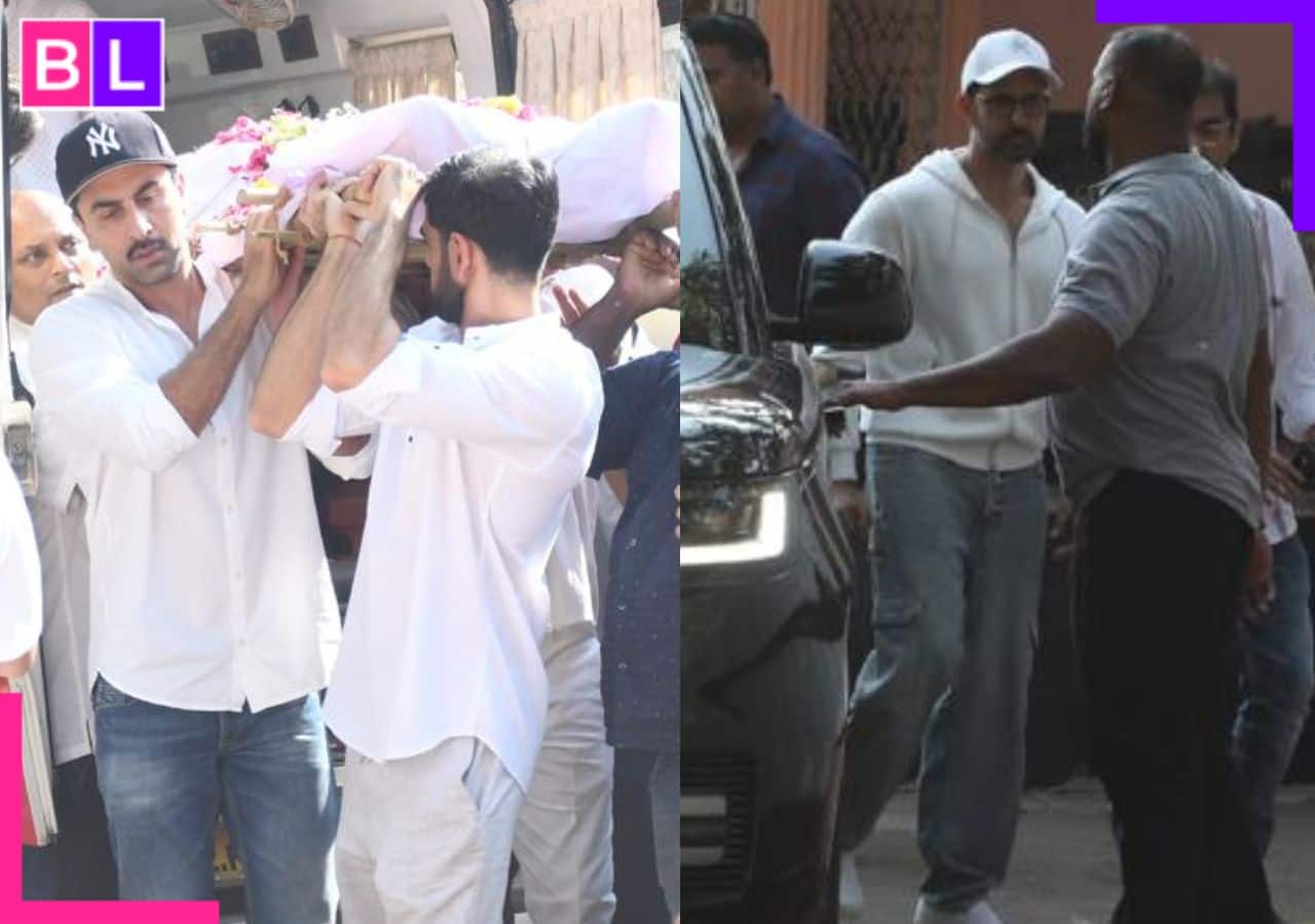 Ranbir Kapoor shoulders Ayan Mukerji’s father’s bier, Hrithik Roshan pays last respects