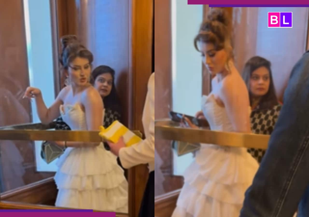 Urvashi Rautela LOSES cool as she gets stuck inside Carlton Hotel’s revolving door; netizens react ‘Mandir jana…’