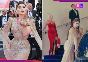 Cannes 2025: Urvashi Rautela makes guests wait as she poses for photos; her bra-necklace-bag...