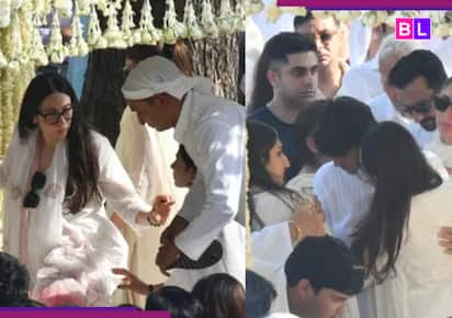 Karisma Kapoor, Kareena Kapoor Khan and Saif Ali Khan get teary-eyed during Sunjay  Kapur's last rites; his third wife Priya Sachdev was...