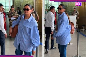 Deepika Padukone stuns in oversized blue shirt as she poses for paps; sans Ranveer Singh and Dua