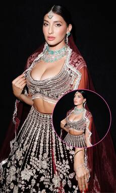 लंहगा पहन 'दुल्हन' बनीं नोरा फतेही, तस्वीरों पर टिक जाएंगी निगाहें