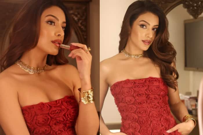 Sahher looks hot in red floral outfit