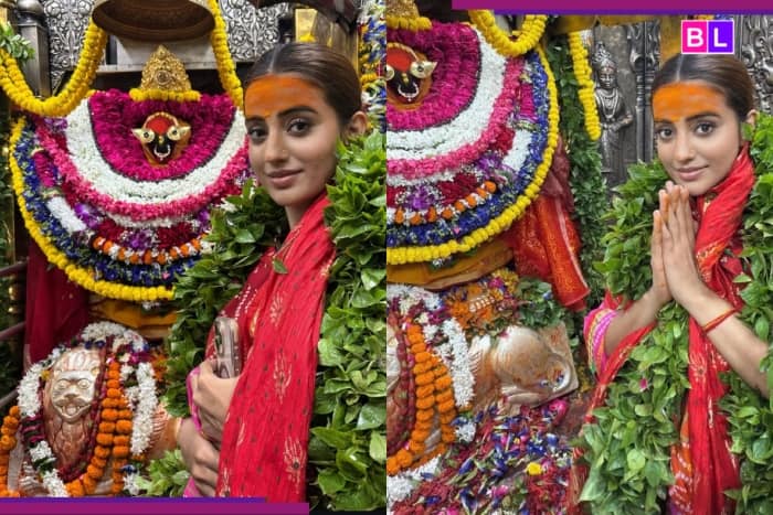 Akshara Singh Visits Vindhyavasini Temple in Traditional Attire