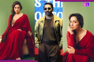 आयुष्मान खुराना का स्टाइलिश अंदाज और 'स्त्री' का लाल साड़ी में ग्लैमरस अवतार, Thamma Trailer इवेंट में छाई यह पावर स्टार जोड़ी