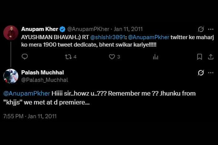 Did Palash Muchhal ever reply to the viral tweet?