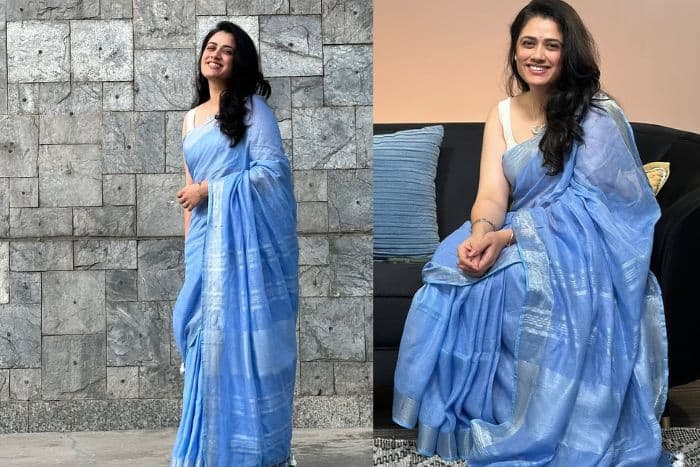 ब्लू साड़ी में काटा बवाल