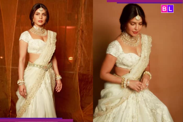 Priyanka Chopra serves ROYAL desi glam in custom Anamika Khanna attire as she arrives at…