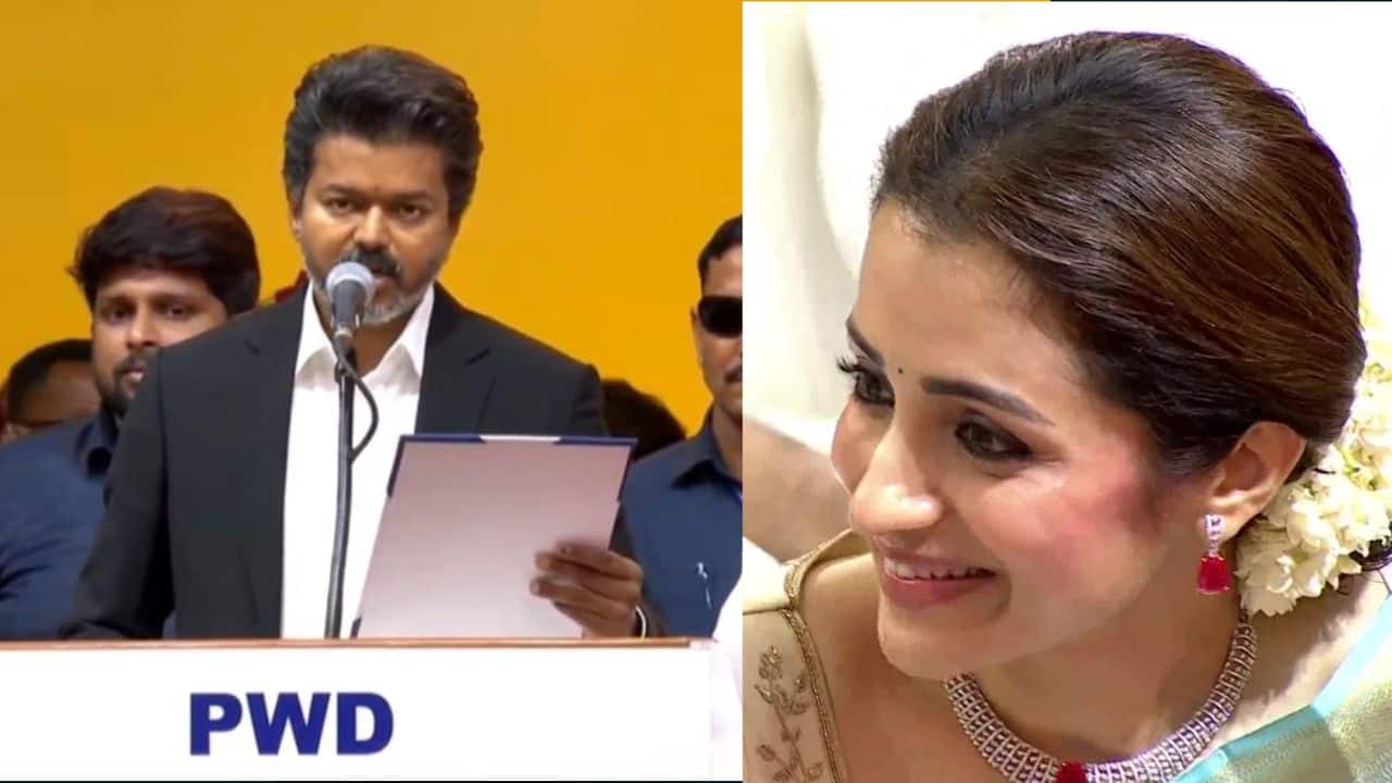Vijay Thalapathy के शपथ ग्रहण समारोह में बनठनकर पहुंचीं Trisha Krishnan, आते ही संभाला चार्ज