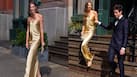 Style icon of the day: Karlie Kloss turns heads in a glamorous off-shoulder satin gown