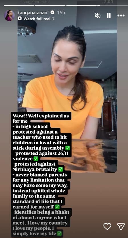 'Well explained': Kangana Ranaut comes in SUPPORT of Isha Koppikar over 'andhbhakt' remark