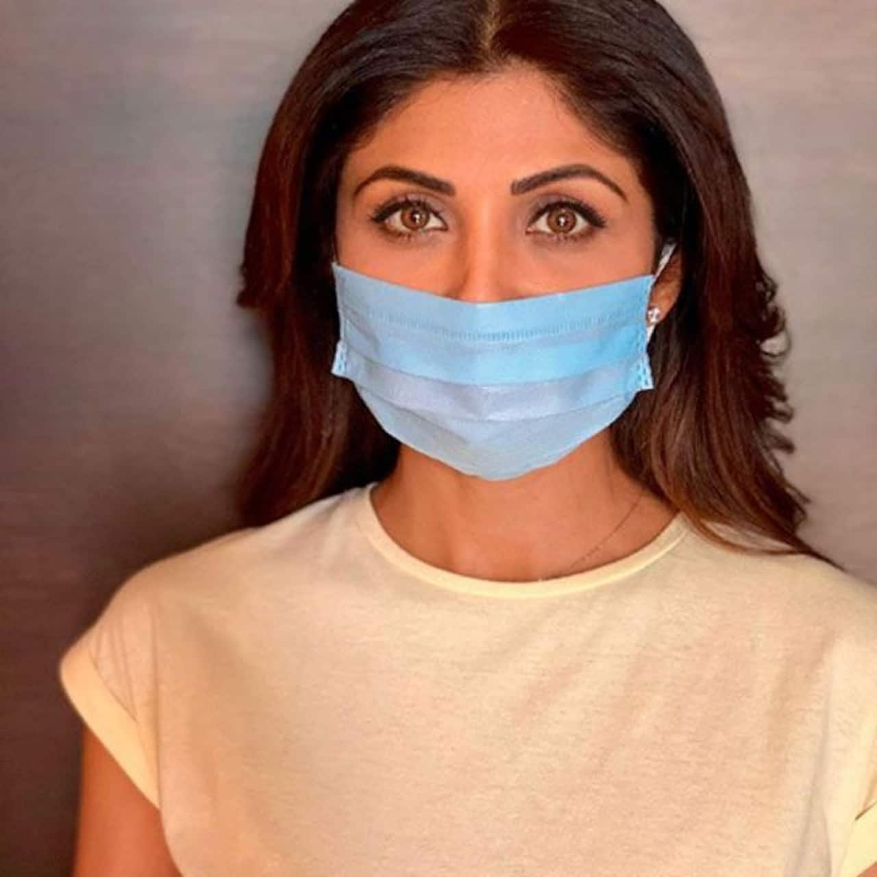 Shilpa Shetty’s eyes do all the talking as she wears a mask