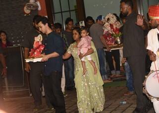Arpita Khan, Iulia Vantur and Sohail Khan bid farewell to their Ganesh idol sans Salman Khan