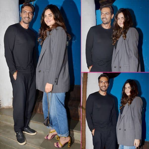 Happy parents Arjun Rampal and Gabriella Demetriades arrive together ...