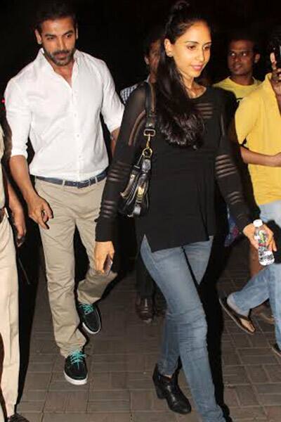 John Abraham & Priya Runchal snapped at the airport