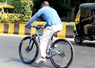 Salman Khan riding his bicycle