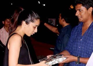 Shraddha Kapoor receiving a gift from fans on her birthday